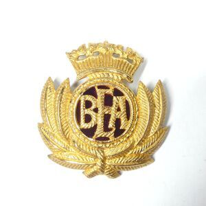BEA Air Crew Uniform Hat Badge Goldtone Metal Vintage British European Airways